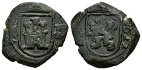 Philip IV (1621-1665). 8 maravedis. 1622. Segovia. (Cal-377 var). (Jarabo-Sanahuja-tipo F22). Ae. 6,65 g. Value on the left. Mintmark right. Rare. Cho...