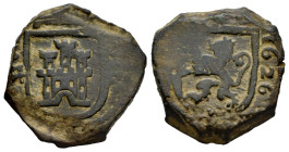 Philip IV (1621-1665). 8 maravedis. 1626. Segovia. (Cal-382). (Jarabo-Sanahuja-F280). Ae. 8,44 g. VF. Est...25,00. 

Spanish description: Felipe IV ...