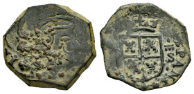Philip IV (1621-1665). 8 maravedis. (1661). Segovia. S. (Cal-no cita). (Jarabo-Sanahuja-no cita). Ae. 3,17 g. Mintmark and assayer on the right. Doubl...