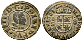 Philip IV (1621-1665). 8 maravedis. 1661. Segovia. S. (Cal-393). (Jarabo-Sanahuja-M541). Ae. 1,36 g. Pellet between D and G. Choice VF. Est...50,00. ...
