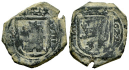 Philip IV (1621-1665). 8 maravedis. 1622. Sevilla. (Cal-397). (Jarabo-Sanahuja-F285). Ae. 6,36 g. F. Est...15,00. 

Spanish description: Felipe IV (...