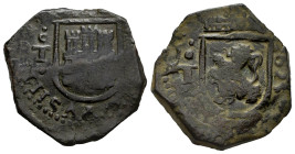 Philip IV (1621-1665). 8 maravedis. 1625. Toledo. (Cal-416). (Jarabo-Sanahuja-F311). Ae. 6,68 g. Choice F. Est...25,00. 

Spanish description: Felip...