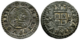 Philip IV (1621-1665). 8 maravedis. 1661. Trujillo. M. (Cal-428). (Jarabo-Sanahuja-M732). Ae. 1,76 g. Mintmark below the shield. Assayer left. It reta...