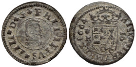 Philip IV (1621-1665). 16 maravedis. 1664. Coruña. R. (Cal-455). Ae. 4,70 g. VF/Choice F. Est...25,00. 

Spanish description: Felipe IV (1621-1665)....