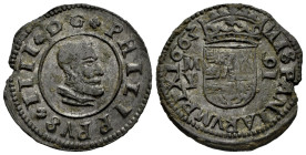 Philip IV (1621-1665). 16 maravedis. 1663. Madrid. Y. (Cal-477 var). (Jarabo-Sanahuja-M400). Ae. 3,97 g. Inverted value 16. Scarce. Almost XF. Est...5...
