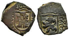 Charles II (1665-1700). 2 maravedis. 1680. Valladolid. (Cal-105). Ae. 5,01 g. VF. Est...40,00. 

Spanish description: Carlos II (1665-1700). 2 marav...