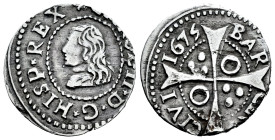 Charles II (1665-1700). 1 croat. 1675. Barcelona. (Cal-205). Ag. 2,28 g. Legend CAROL. Displaced struck. VF. Est...35,00. 

Spanish description: Car...