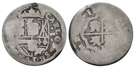 Charles II (1665-1700). 1 real. (1675). Segovia. M. (Cal-unlisted). Ag. 1,76 g. CARLOS · SECVNDO in legend. With escutcheon of Portugal. Of the highes...