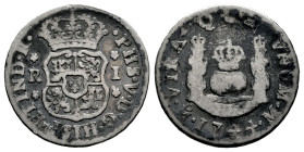 Philip V (1700-1746). 1 real. 1744. Mexico. M. (Cal-521). Ag. 3,12 g. F. Est...25,00. 

Spanish description: Felipe V (1700-1746). 1 real. 1744. Méx...