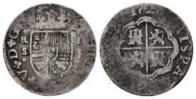 Philip V (1700-1746). 1 real. 1726. Sevilla. J. (Cal-649). Ag. 1,96 g. F. Est...20,00. 

Spanish description: Felipe V (1700-1746). 1 real. 1726. Se...