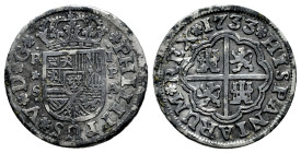Philip V (1700-1746). 1 real. 1733. Sevilla. PA. (Cal-657). Ag. 2,73 g. Almost VF. Est...25,00. 

Spanish description: Felipe V (1700-1746). 1 real....