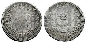 Charles III (1759-1788). 1 real. 1769. Mexico. M. (Cal-419). Ag. 3,19 g. F. Est...30,00. 

Spanish description: Carlos III (1759-1788). 1 real. 1769...