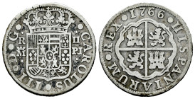 Charles III (1759-1788). 2 reales. 1766. Madrid. PJ. (Cal-614). Ag. 5,55 g. Choice F. Est...30,00. 

Spanish description: Carlos III (1759-1788). 2 ...