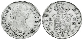 Charles III (1759-1788). 2 reales. 1778. Madrid. PJ. (Cal-627). Ag. 5,82 g. Almost VF/VF. Est...35,00. 

Spanish description: Carlos III (1759-1788)...
