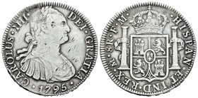 Charles IV (1788-1808). 8 reales. 1795. Mexico. FM. (Cal-958). Ag. 26,77 g. Minor nicks. Rust on obverse. Almost VF. Est...50,00. 

Spanish descript...