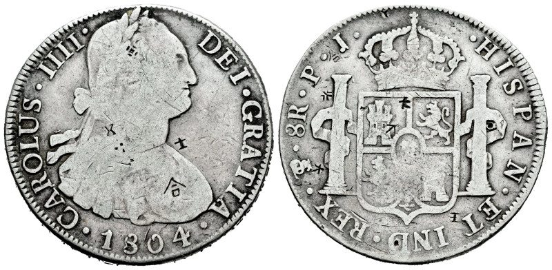 Charles IV (1788-1808). 8 reales. 1804. Potosí. PJ. (Cal-1008). Ag. 26,37 g. Cho...