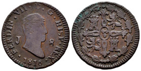 Ferdinand VII (1808-1833). 8 maravedis. 1816. Jubia. (Cal-195). Ae. 9,96 g. Almost VF. Est...25,00. 

Spanish description: Fernando VII (1808-1833)....