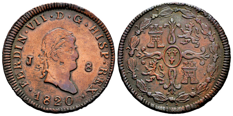 Ferdinand VII (1808-1833). 8 maravedis. 1820. Jubia. (Cal-200). Ae. 9,97 g. Clea...
