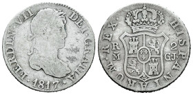 Ferdinand VII (1808-1833). 2 reales. 1817. Madrid. GJ. (Cal-832). Ag. 5,71 g. Rare. Choice F. Est...60,00. 

Spanish description: Fernando VII (1808...