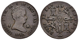 Elizabeth II (1833-1868). 4 maravedis. 1847. Segovia. (Cal-90). Ae. 4,40 g. Almost VF. Est...20,00. 

Spanish description: Isabel II (1833-1868). 4 ...