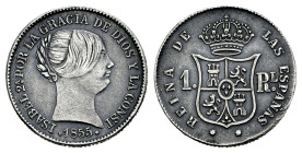 Elizabeth II (1833-1868). 1 real. 1855. Barcelona. (Cal-279 similar). Ag. 1,49 g. Contemporary counterfeit. VF. Est...20,00. 

Spanish description: ...