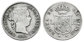 Elizabeth II (1833-1868). 1 real. 1860. Barcelona. (Cal-285). Ag. 1,23 g. Almost VF. Est...15,00. 

Spanish description: Isabel II (1833-1868). 1 re...