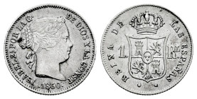 Elizabeth II (1833-1868). 1 real. 1860. Barcelona. (Cal-285). Ag. 1,25 g. Almost VF. Est...20,00. 

Spanish description: Isabel II (1833-1868). 1 re...