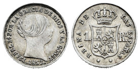 Elizabeth II (1833-1868). 1 real. 1852. Sevilla. (Cal-321). Ag. 1,30 g. Choice VF. Est...25,00. 

Spanish description: Isabel II (1833-1868). 1 real...