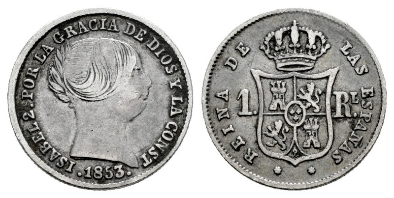 Elizabeth II (1833-1868). 1 real. 1853. Sevilla. (Cal-322). Ag. 1,22 g. Almost V...