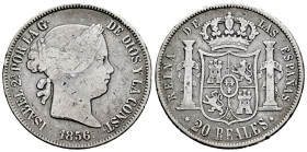 Elizabeth II (1833-1868). 20 reales. 1856. Madrid. (Cal-612). Ag. 25,44 g. It was hung. Choice F/Almost VF. Est...60,00. 

Spanish description: Isab...