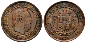 Centenary of the Peseta (1868-1931). Carlos VII (1872-1876). 5 centimos. 1875. Oñate. (Cal-2). Ae. 4,53 g. Cleaned. Choice VF. Est...50,00. 

Spanis...