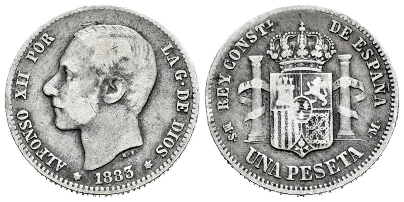 Centenary of the Peseta (1868-1931). Alfonso XII (1874-1885). 1 peseta. 1883*_ _...