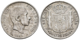 Centenary of the Peseta (1868-1931). Alfonso XII (1874-1885). 50 centavos. 1881. Manila. (Cal-114). Ag. 12,81 g. Cleaned. Almost VF. Est...35,00. 

...