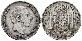 Centenary of the Peseta (1868-1931). Alfonso XII (1874-1885). 50 centavos. 1883. Manila. (Cal-120). Ag. 12,95 g. Almost VF. Est...50,00. 

Spanish d...
