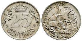 Centenary of the Peseta (1868-1931). Alfonso XIII (1886-1931). 25 cents. 1925. Madrid. PCS. (Cal-24). 7,07 g. Hairline on obverse. Almost MS. Est...30...
