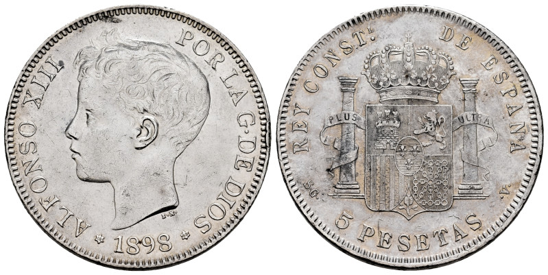 Centenary of the Peseta (1868-1931). Alfonso XIII (1886-1931). 5 pesetas. 1898*1...