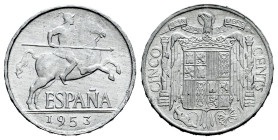 Estado Español (1936-1975). 5 centimos. 1953. Madrid. (Cal-4). Al. 1,20 g. Mint state. Est...40,00. 

Spanish description: Estado Español (1936-1975...