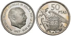Estado Español (1936-1975). 50 pesetas. 1957*74. Madrid. (Cal-143). Ni. 12,52 g. Original luster. Mint state. Est...50,00. 

Spanish description: Es...