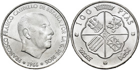 Estado Español (1936-1975). 100 pesetas. 1966*19-66. Madrid. (Cal-145). Ag. 19,05 g. Almost MS/Mint state. Est...20,00. 

Spanish description: Estad...