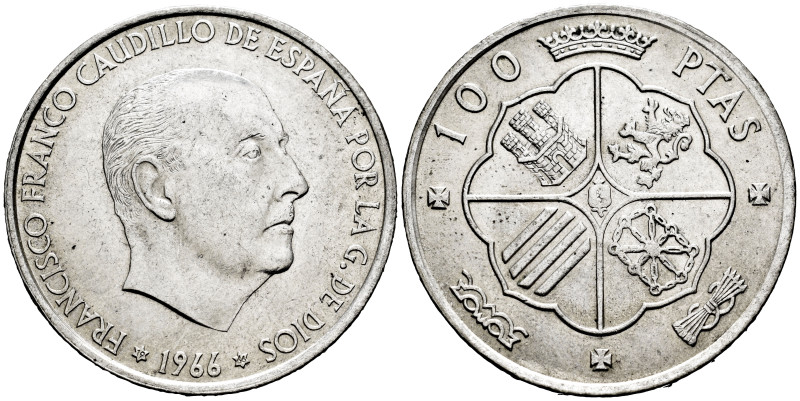 Estado Español (1936-1975). 100 pesetas. 1966*19-66. Madrid. (Cal-145). Ag. 18,9...