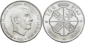 Estado Español (1936-1975). 100 pesetas. 1966*19-68. Madrid. (Cal-147). Ag. 19,01 g. Plenty of original luster. XF/AU. Est...10,00. 

Spanish descri...