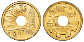 Juan Carlos I (1975-2014). 25 pesetas. 1995. Madrid. (Cal-93). 4,27 g. Without Y "Castilla y León". Mint state. Est...80,00. 

Spanish description: ...