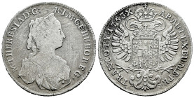 Austria. Maria Theresa. 1/2 thaler. 1753. (Km-1741). Ag. 13,39 g. Cleaned. F/Almost VF. Est...25,00. 

Spanish description: Austria. María Teresa. 1...