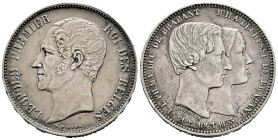 Belgium. Léopold I (1831-1865). 5 francs. 1853. (Km-M-X2.1). Ag. 24,83 g. Wedding of the Dukes of Bravante. Choice VF. Est...90,00. 

Spanish descri...