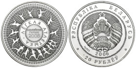 Belarus. 20 roubles. 2006. (Km-360). Ag. 28,28 g. Olympic Games. PROOF. Est...35,00. 

Spanish description: Bielorrusia. 20 roubles. 2006. (Km-360)....
