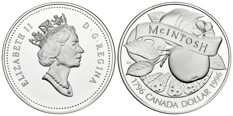 Canada. Elizabeth II. 1 dollar. 1996. (Km-274). Ag. 25,00 g. McIntosh 1796-1996....