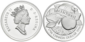 Canada. Elizabeth II. 1 dollar. 1996. (Km-274). Ag. 25,00 g. McIntosh 1796-1996. PROOF. Est...35,00. 

Spanish description: Canadá. Elizabeth II. 1 ...