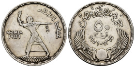 Egypt. 25 piastre. 1380H (1907). (Km-400). Ag. 27,90 g. XF. Est...35,00. 

Spanish description: Egipto. 25 piastre. 1956 (1375H). (Km-386). Ag. 27,9...