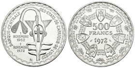 East African States. 500 francs. 1972. (Km-7). Ag. 24,99 g. 10th Anniversary of the Monetary Union. Original luster. Mint state. Est...40,00. 

Span...