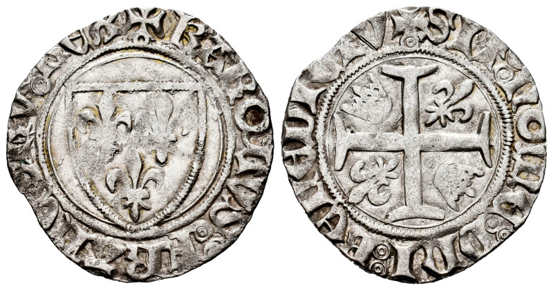 France. Charles VI. Blanca de Guènar. (1380-1422). (Duplessy-377A). Ag. 2,92 g. ...